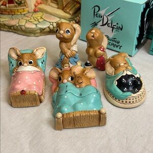 Pendelfin Wakey, Twins, Poppet, Barney & Bunty – Bedtime Bunny Set of 5